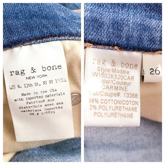 Rag & Bone Mid Rise Skinny Carmine Distressed Jean - Picture 8 of 8